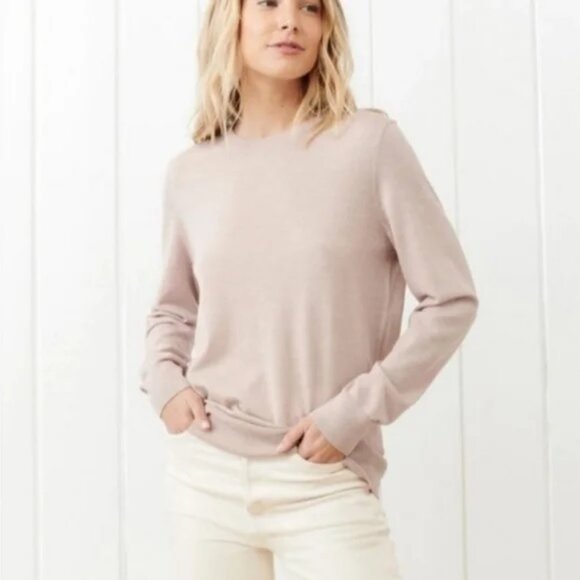 Jenni Kayne Crosby Merino Wool Crewneck Sweater M NEW Blush Beige Knit Pullover - Picture 1 of 6